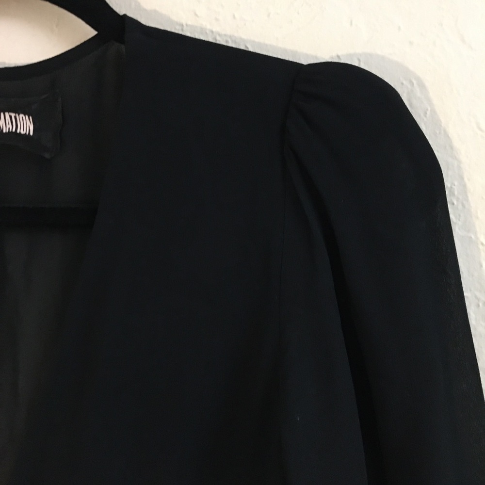 Reformation Mini Wrap Dress Size SP Black Party Cocktail Wedding Evening - Picture 4 of 15